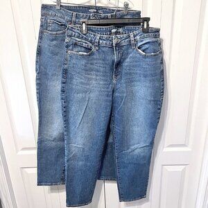 Old Navy OG Straight High Rise-Secret Slim Pockets-2 Pairs Size 14-Blue Faded
